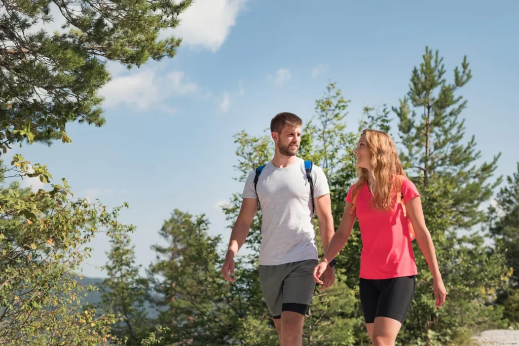 People Going For A Walk In Nature 