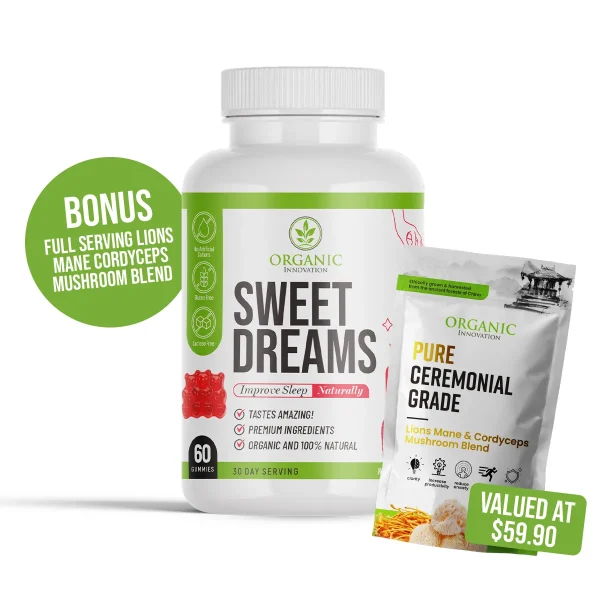 Organic Innovation Sweet Dreams - Wild Forrest Strawberry Front With Promo Offer Mushroom Blend